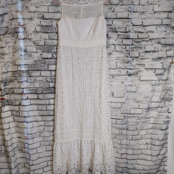 BHLDN Anthropologie Ojai macrame Wedding Dress Stunning Cutwork engagement Sz 12 - Picture 6 of 10